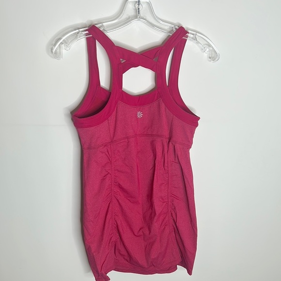 Athleta Pink Sleeveless Ruched Tank size S EUC - Picture 3 of 3